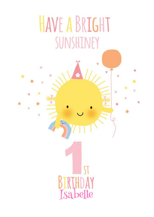 Moonpig Cute Sunshine Bright Personalised Happy 1st Birthday Card