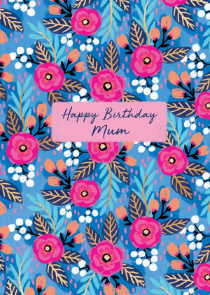 Moonpig Modern Vibrant Colourful Floral Happy Birthday Mum Birthday Card