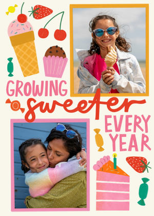 Moonpig Colourful Photo Upload Growing Sweeter Birthday Card