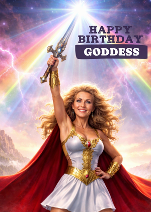 Moonpig Fantasy Warrior Goddess Photo Upload Birthday Card