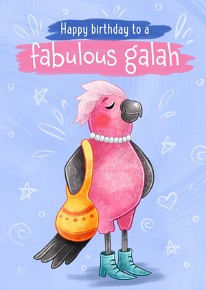 Moonpig Stray Leaves Illustrated Pink Fabulous Galah Birthday Card