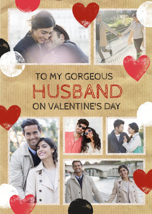 Moonpig Stamped Hearts To My Gorgeous Husband Photo Valentine's Day Card