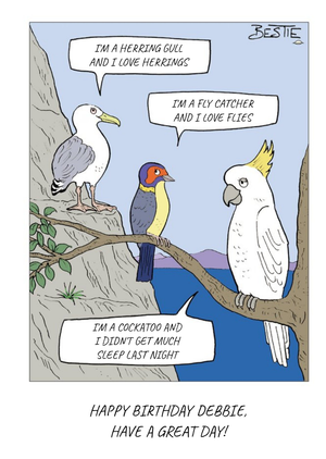 Moonpig Bird Chatter Cartoon Card