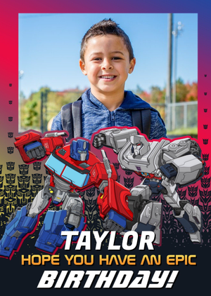 Transformers Transformer Epic Birthday Photo Upload Card