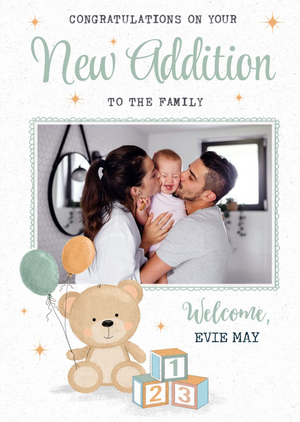 Moonpig Designers Congratulations On Your New Addition Photo Upload New Baby Card