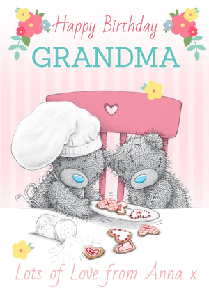 Me To You Tatty Teddy Chef And Friend Personalised Happy Birthday Card For Grandma