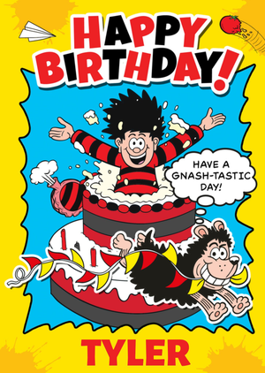 Moonpig Beano Dennis And Gnasher Happy Birthday Gnash Tastic Day Card