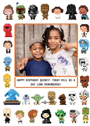 Disney Star Wars 8 Bit Gaming Photo Upload Birthday Card
