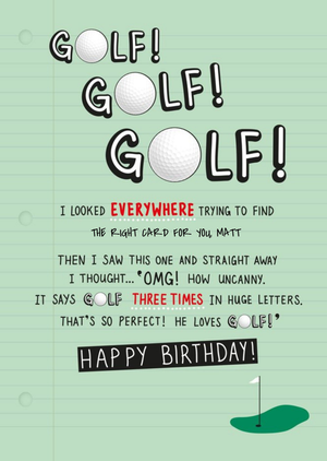 Moonpig Golf Fanatic Happy Birthday Card