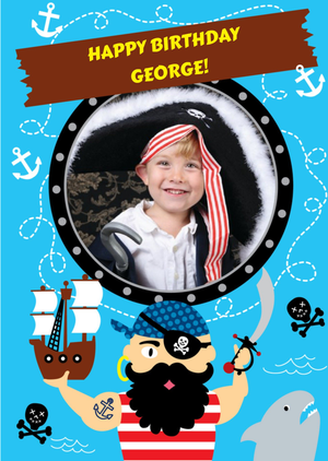 Moonpig Cartoon Pirates Happy Birthday Photo Card