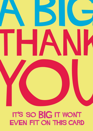 Moonpig A Big Thank You Funny Typographic Card