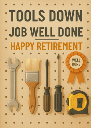 Moonpig Illustrated Tools Down Job Well Done Happy Retirement Card