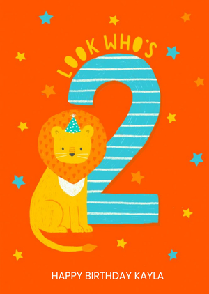 Moonpig Cute Lion Look Who's 2 Birthday Card