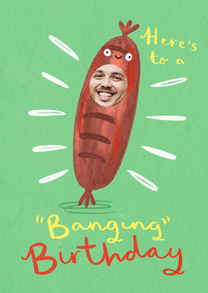 Moonpig Here's To A Banging Birthday Face In Hole Card