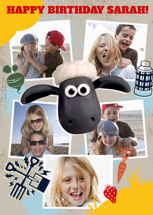 Wallace And Gromit Shaun The Sheep Multiple Photo Upload Birthday Card