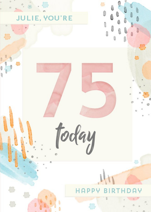 Moonpig Watercolour 75th Birthday Card
