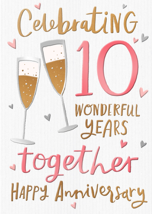 Moonpig 10 Amazing Years Together Anniversary Card