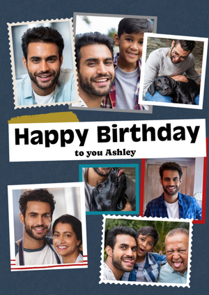 Moonpig Modern Photo Upload Collage Happy Birthday Card