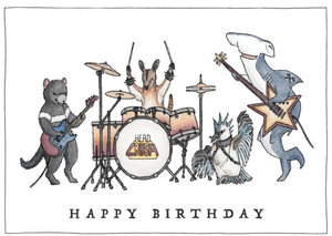 Moonpig Illustration Of A Cool Animal Rock Band Birthday Card