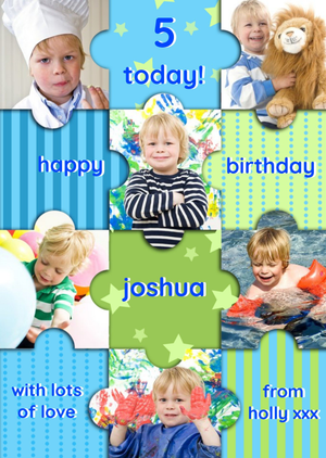 Moonpig Colourful Puzzle Pieces Happy Birthday Photo Card