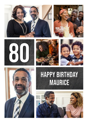 Moonpig Multiple Photo Upload 80th Birthday Card