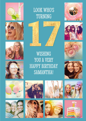 Moonpig Look Who's Turning 17 Multi Photo Upload 21st Birthday Card