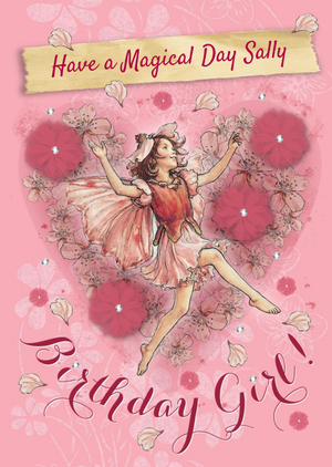 Flower Fairies Pink Fairy Magical Day Personalised Birthday Card