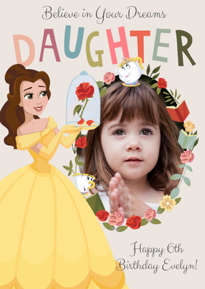 Disney Princesses Disney Princess Belle Photo Upload Birthday Card
