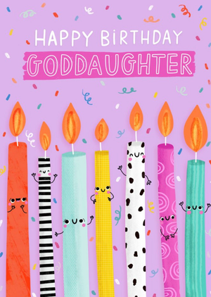 Moonpig Jess Moorhouse Pink Illustrated Candles Goddaughter Birthday Card