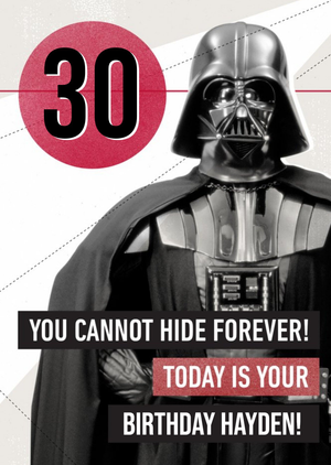 Disney Star Wars Darth Vader 30th Birthday Card