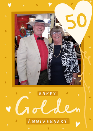 Moonpig Happy Golden Anniversary Illustrated Photo Upload Card