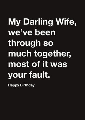 Moonpig Carte Blanche My Darling Wife Humour Happy Birthday Card