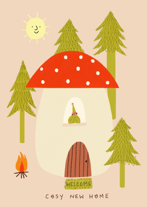 Moonpig Toadstool House Illustrated New Home Card