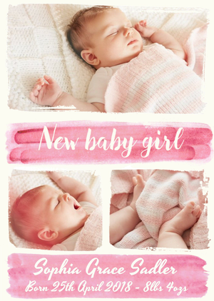 Moonpig Paint A Picture New Baby Girl Photo Upload Card