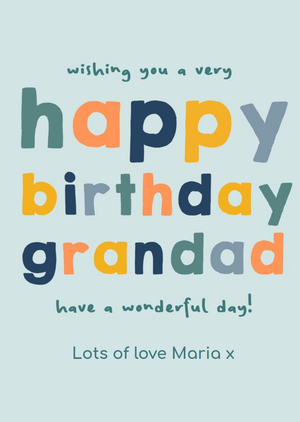 Moonpig Happy Go Lucky Colourful Typographic Grandpa Birthday Card