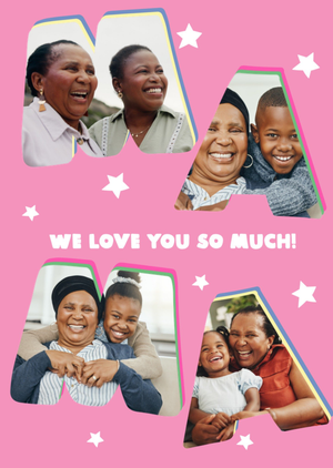 Moonpig Mama Photo Upload Pink Stars Card