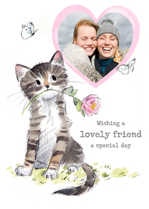 Moonpig Cute Tradition Cat Illustration Photo Upload Birthday Card For A Lovely Friend