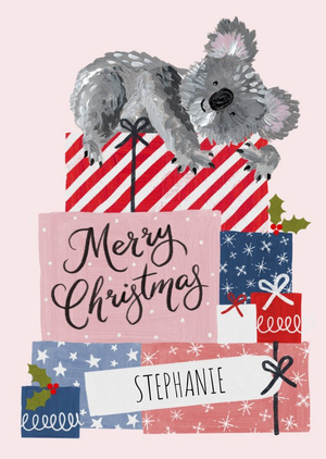 Moonpig Okey Dokey Design Artistic Illustration Koala Christmas Australia Card