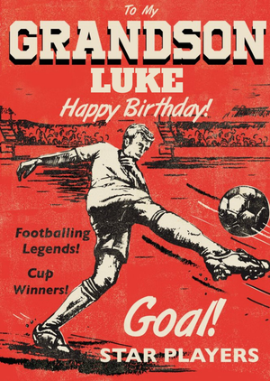 Moonpig Football Illustration Customisable Grandson Birthday Card