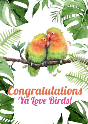 Moonpig Illustration Of A Pair Of Love Birds Surrounded By Foliage Anniversary Card