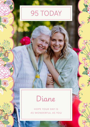 Cath Kidston Yellow Floral Border Photo Upload 95th Birthday Card