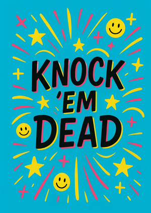 Moonpig Knock Em Dead Colourful Typography Card