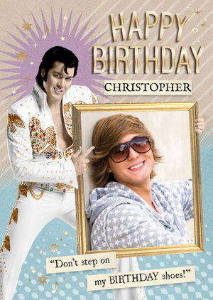 Moonpig Elvis Personalised Photo Upload Happy Birthday Card