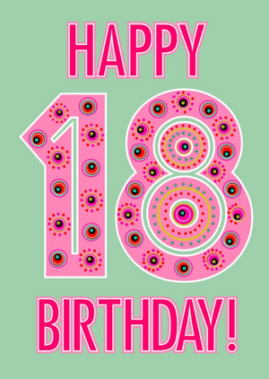 Friends Papagrazi Bright Typographic 18th Colourful Birthday Card