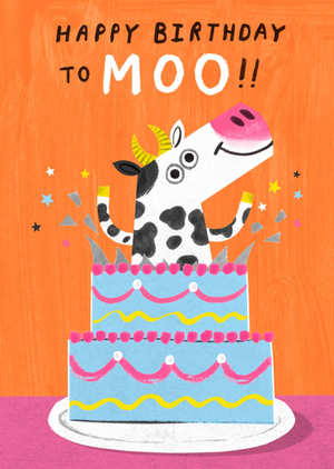 Moonpig Happy Birthday To Moo Funny Illustrated Pun Card