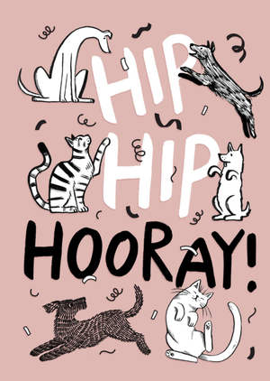 Moonpig Hip Hip Hooray Hand-Drawn Cats And Dogs Card