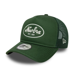 New Era Oval Patch Dark Green 9FORTY A-Frame Trucker Adjustable Cap