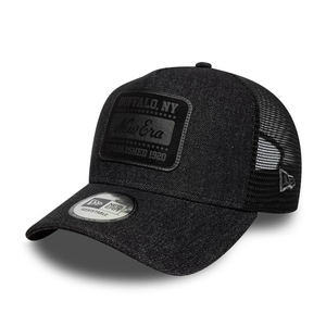 New Era Patch Denim Black 9FORTY A-Frame Trucker Adjustable Cap