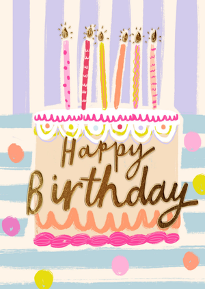 Moonpig Happy Birthday Illustrated Cake Card