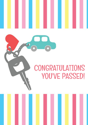 Moonpig Stripes And Key Personalised You've Passed Card